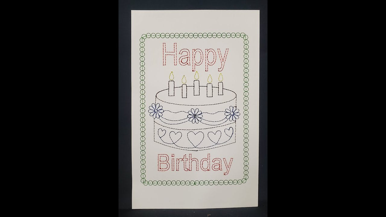 happy birthday card embroidery designs