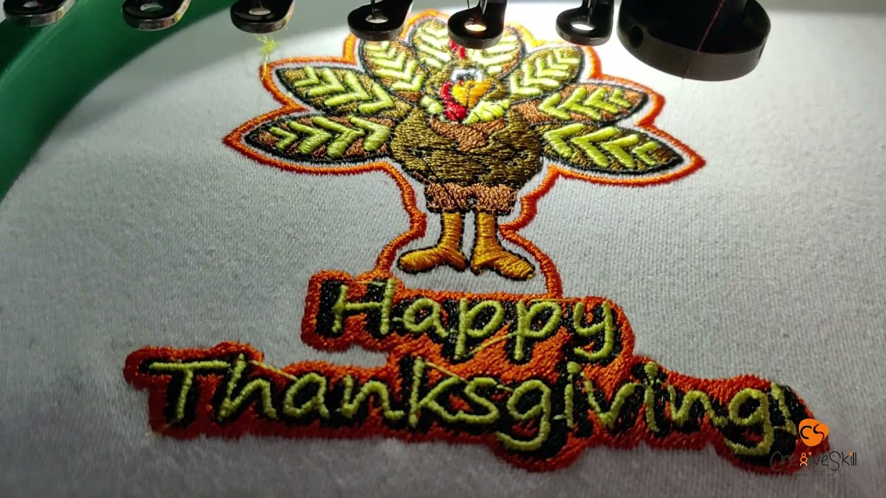 happy thanksgiving embroidery design
