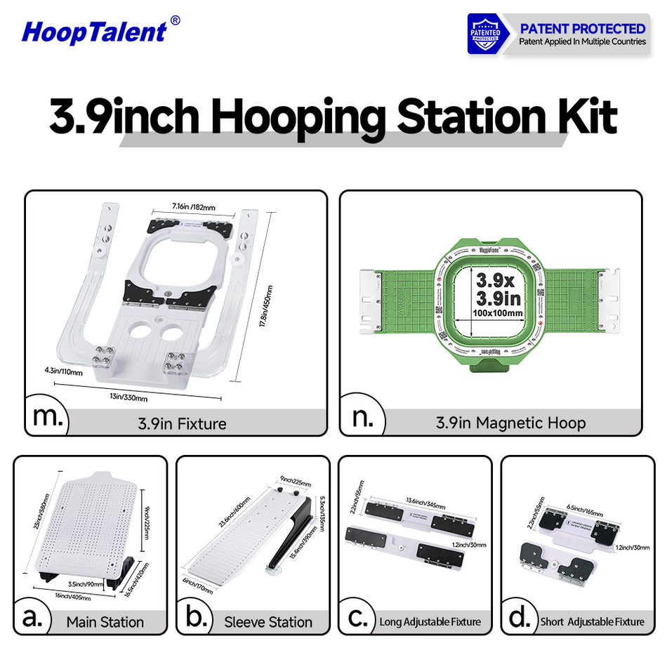 Brother용 5.1"x5.1" 자석 후프가 포함된 HoopTalent Hooping Station Kit