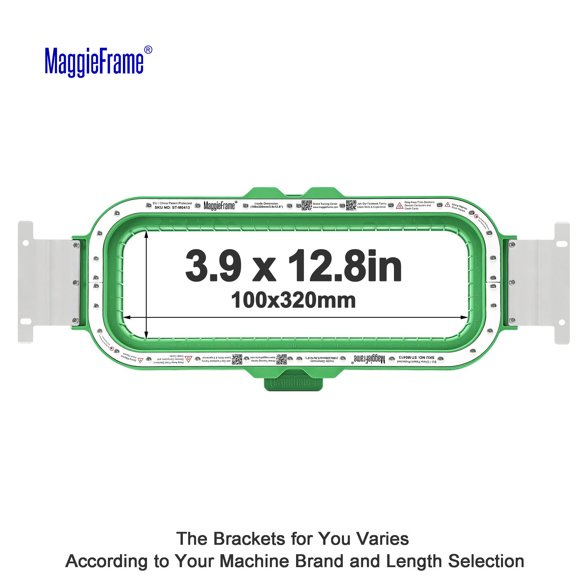 MaggieFrame 3.9x12.8in (100x320mm) magnetic embroidery hoop for Barudan