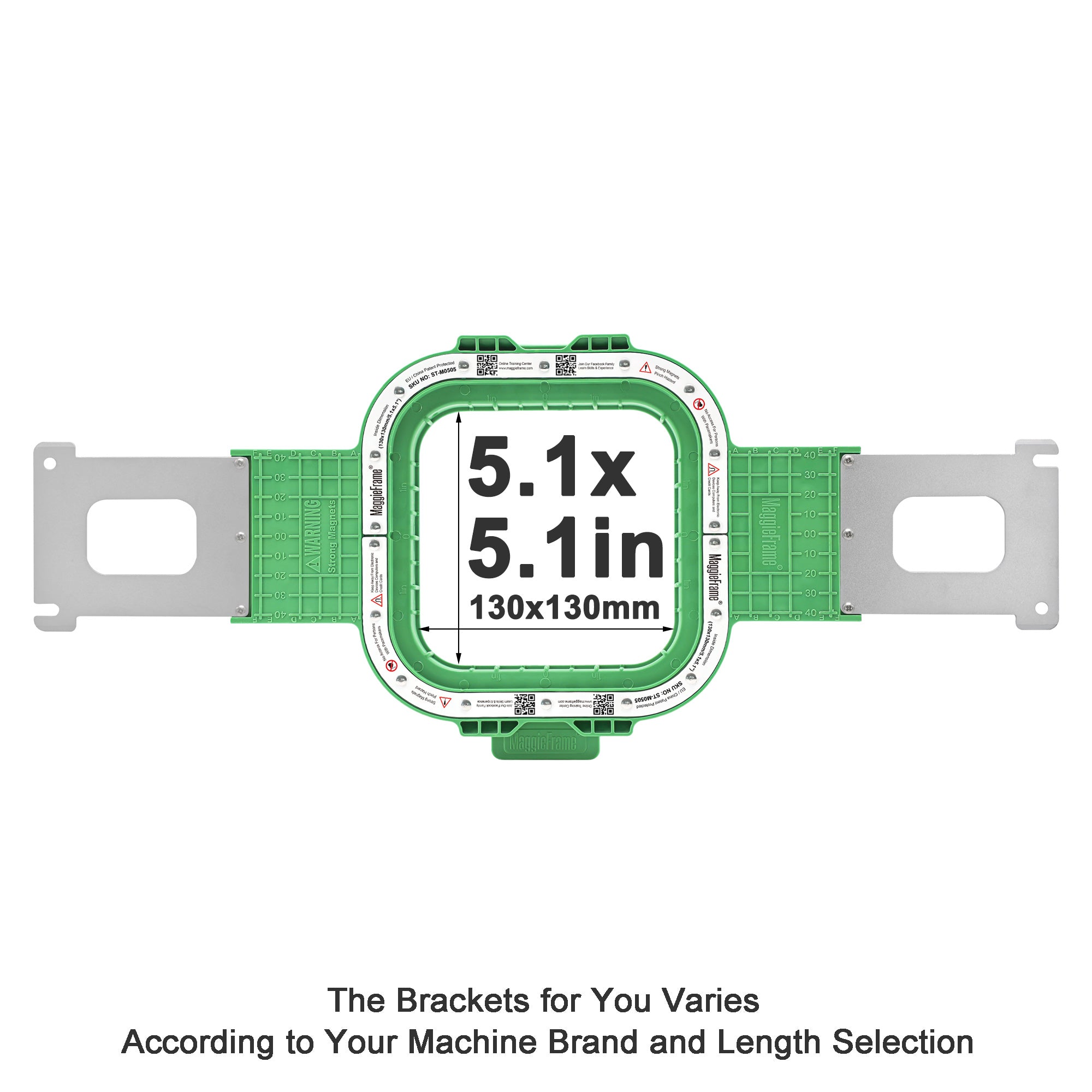 MaggieFrame 5.1x5.1 in (130x130mm) magnetic embroidery hoop for Baby lock，Brother PR,Ricoma EM1010