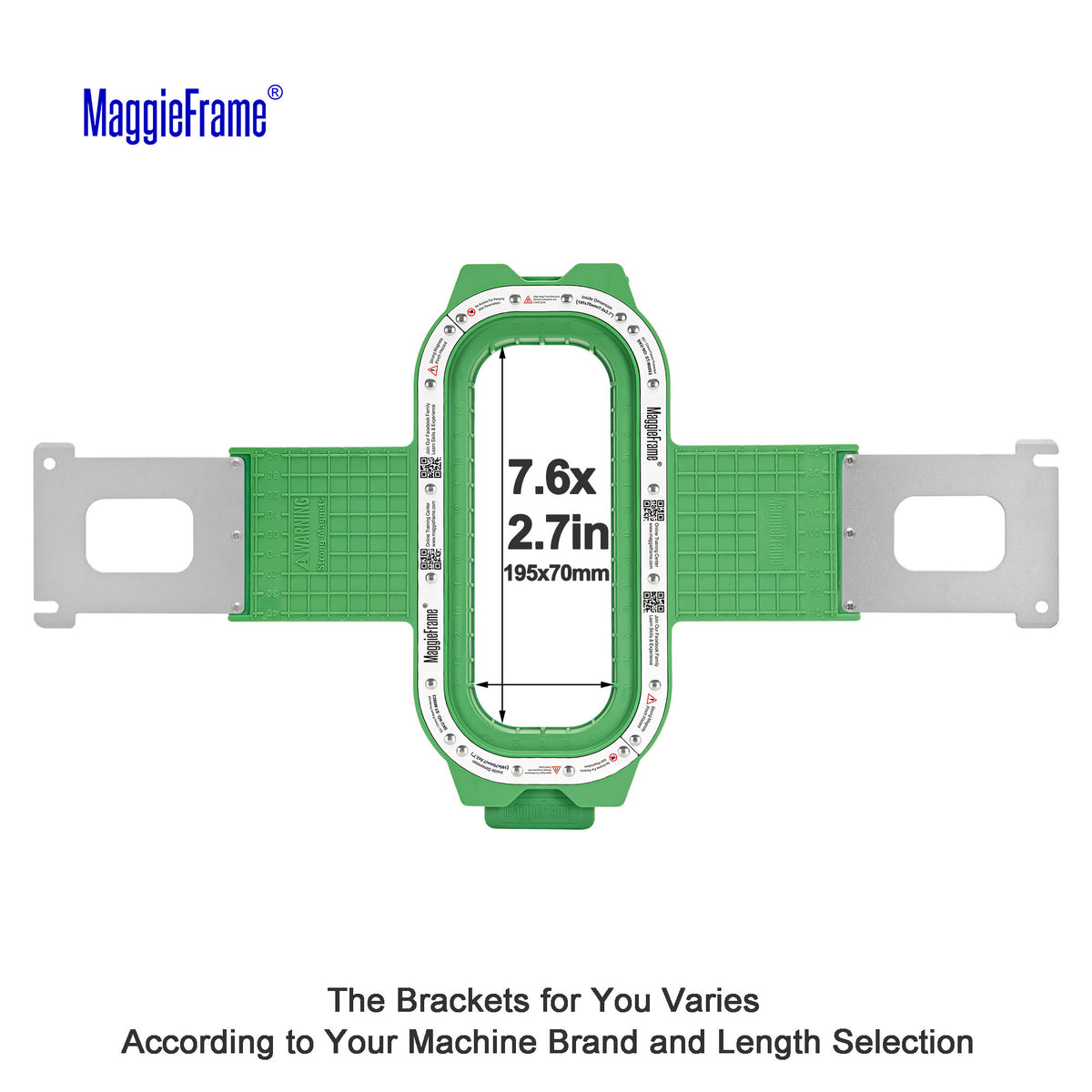 MaggieFrame 7.6x2.7 in (195x70mm) magnetic embroidery hoop for Baby lock，Brother PR,Ricoma EM1010