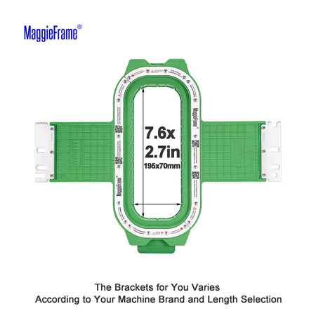 MaggieFrame 7.6x2.7 in (195x70mm) magnetic embroidery hoop – size chart