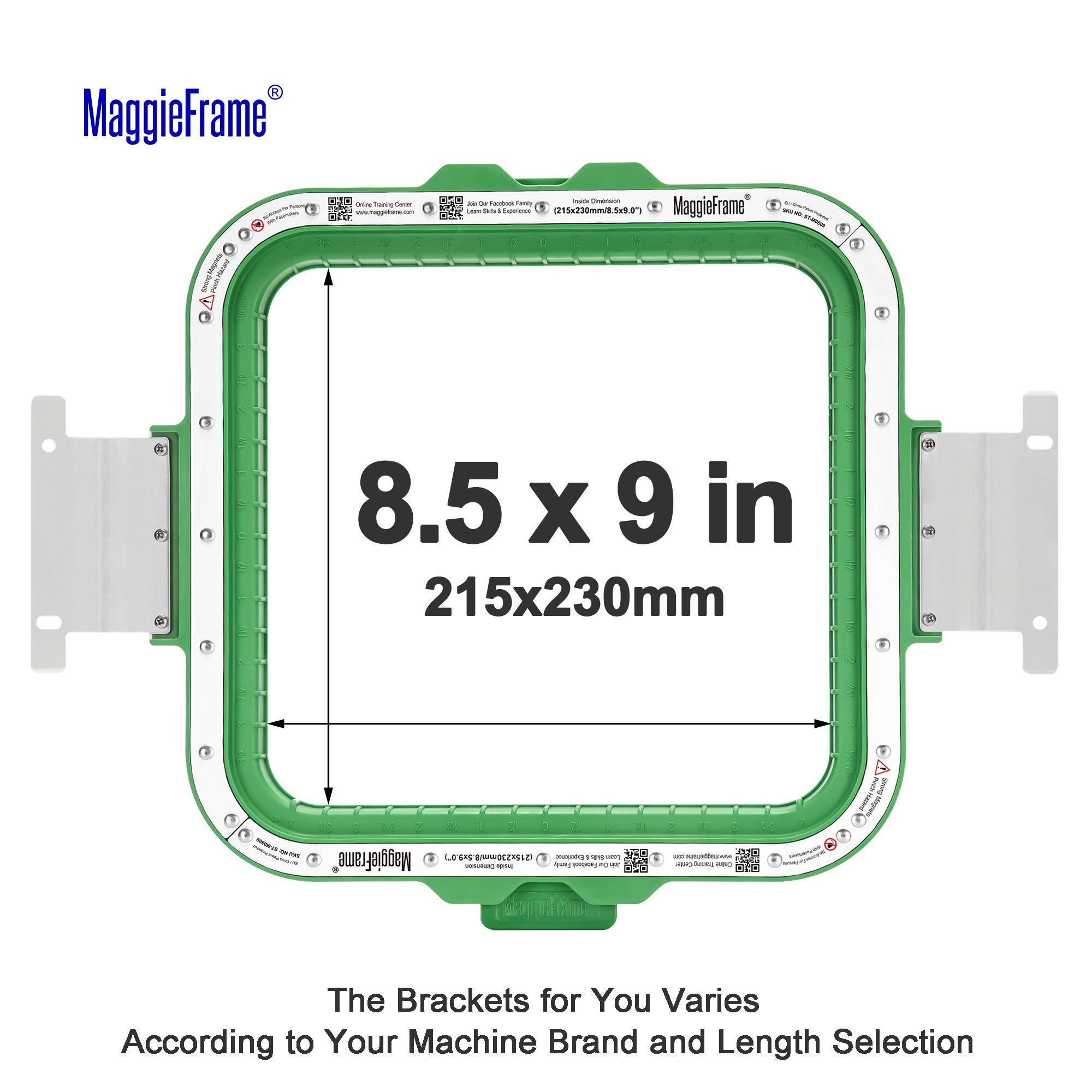 MaggieFrame 8.5x9in (215x230mm) magnetic embroidery hoop for Barudan