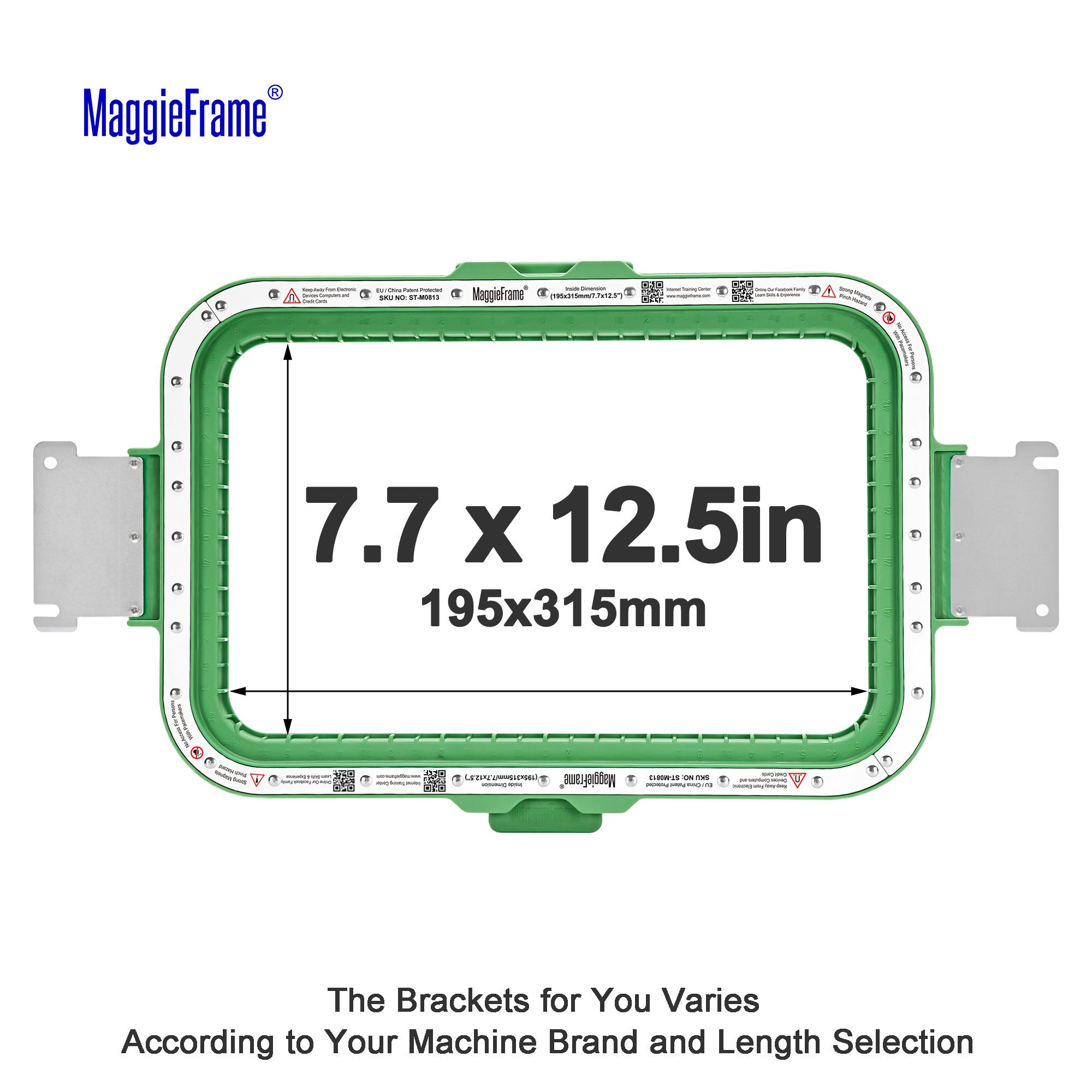 MaggieFrame 7.7x12.5 in (195x315mm) magnetic embroidery hoop for Baby lock，Brother PR,Ricoma EM1010