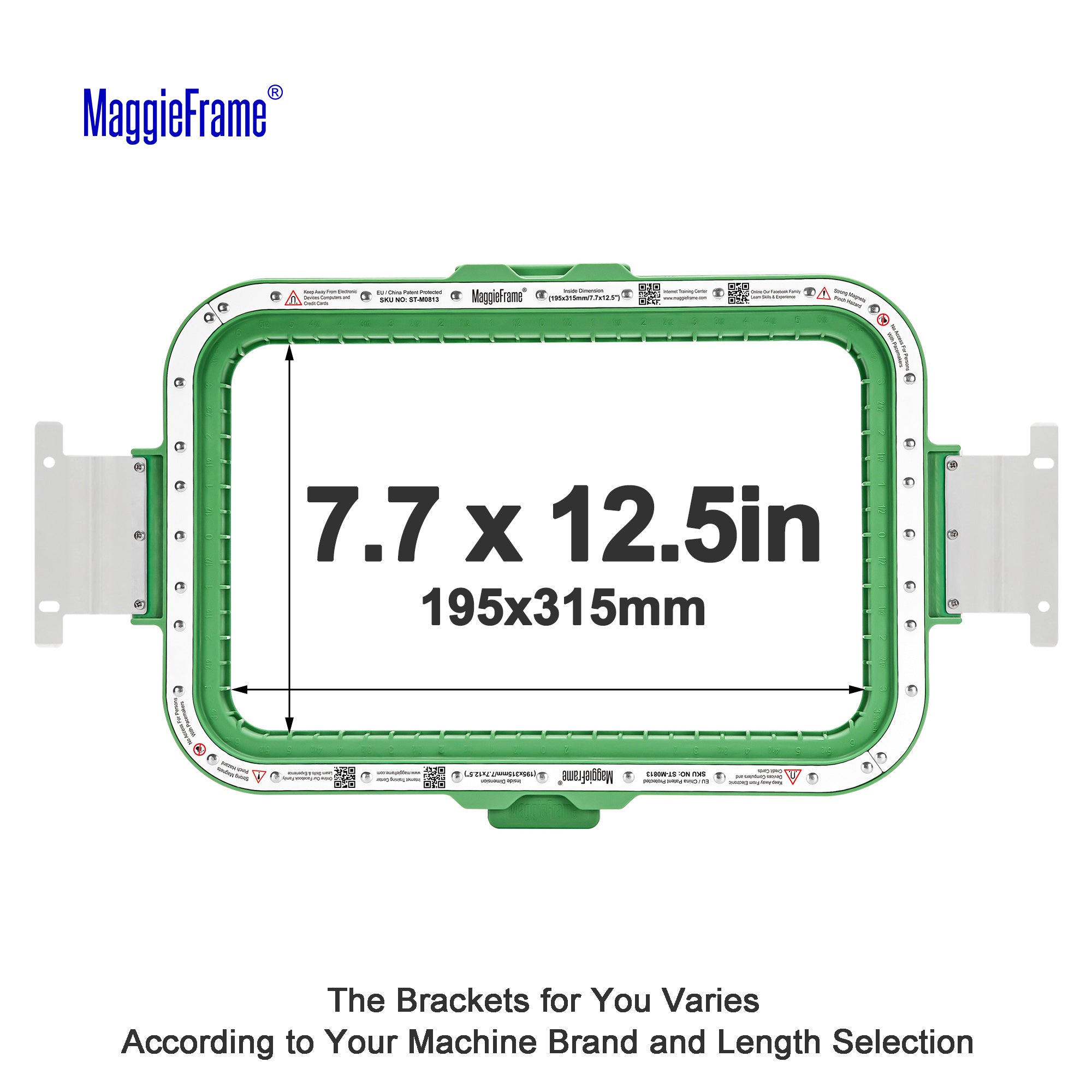MaggieFrame Magnetic Hoop 7.7″ × 12.5″ (195 × 315 mm) for Barudan