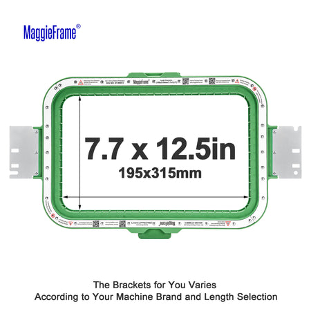 MaggieFrame 7.7x12.5 in (195x315mm) magnetic embroidery hoop – size chart