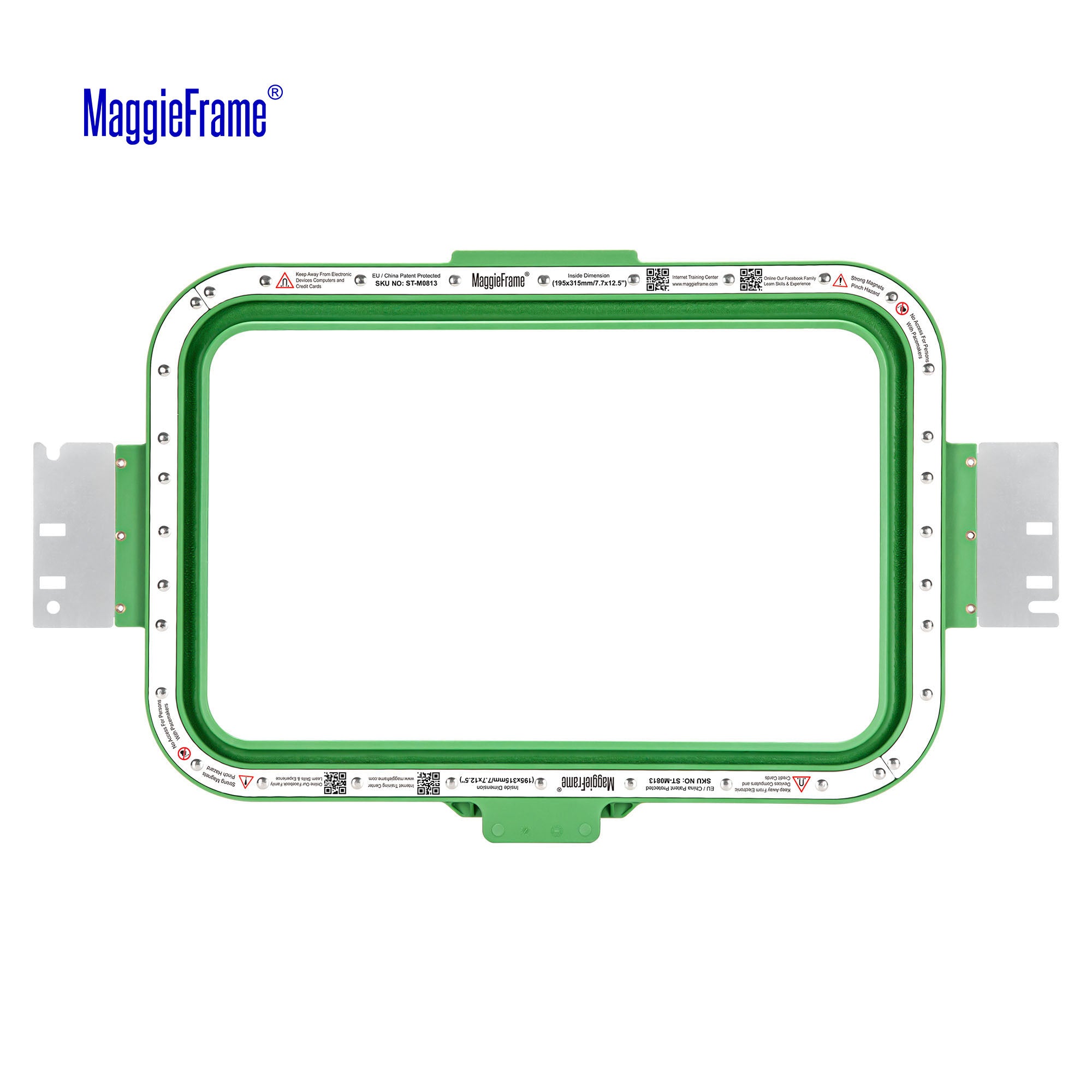 MaggieFrame 7.7x12.5 in (195x315mm) magnetic embroidery hoop – back chart