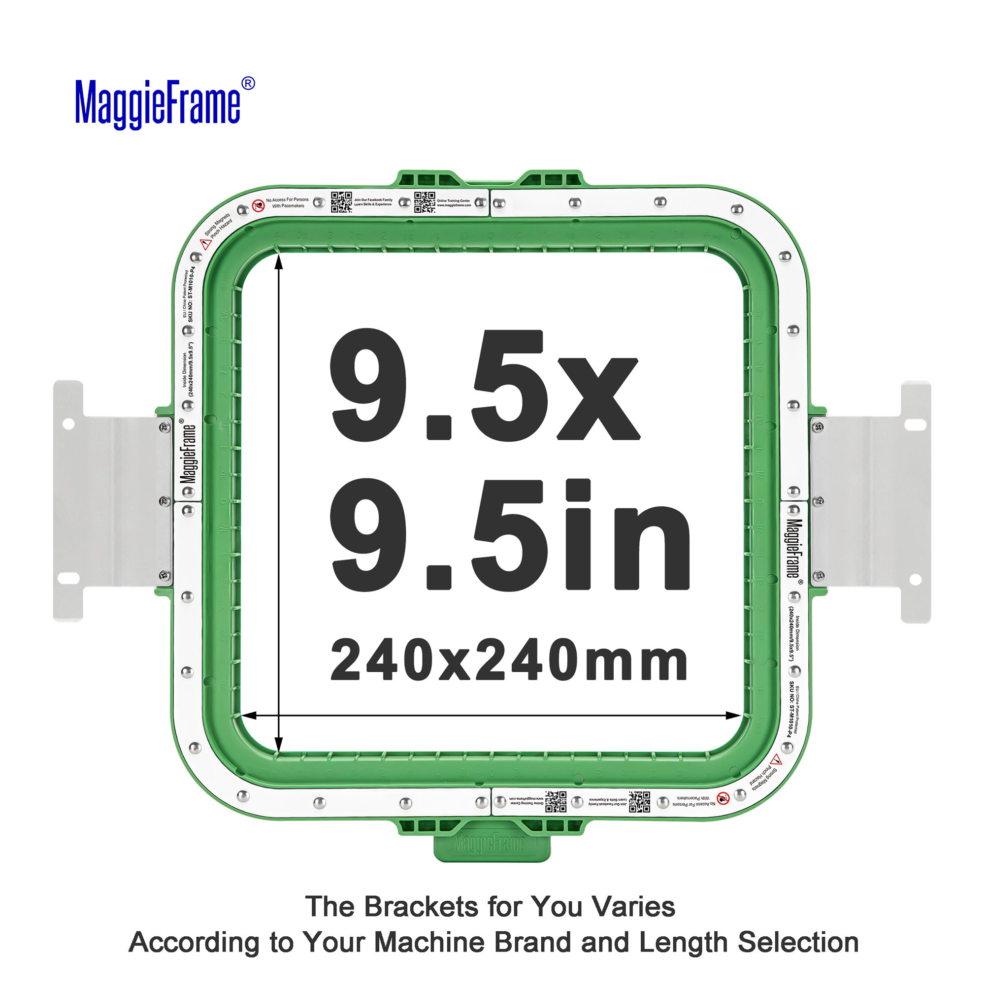 MaggieFrame Magnetic Hoop 9.5″ × 9.5″ (240 × 240 mm) for Barudan