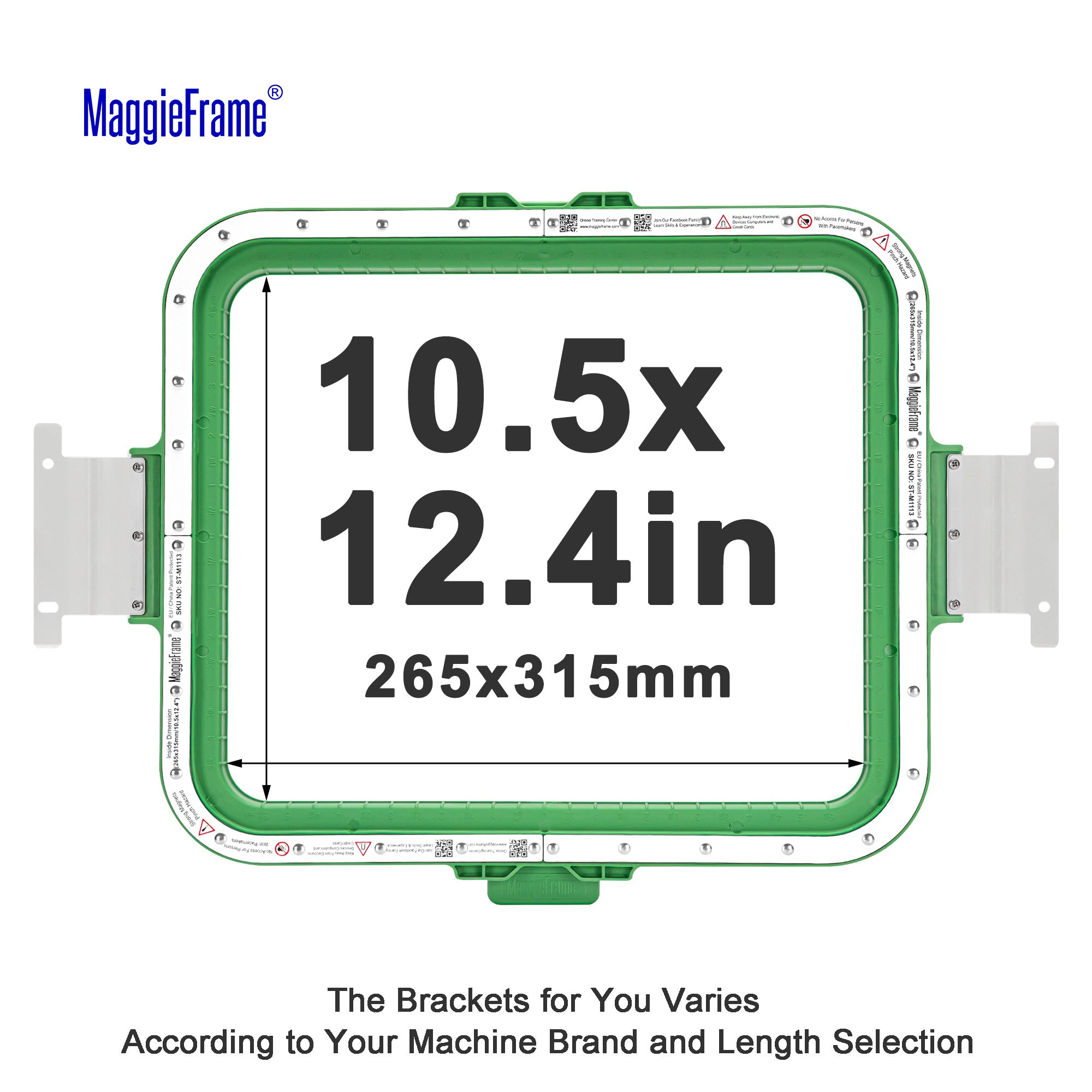 MaggieFrame 10.5x12.4in (265x315mm) magnetic embroidery hoop for Barudan