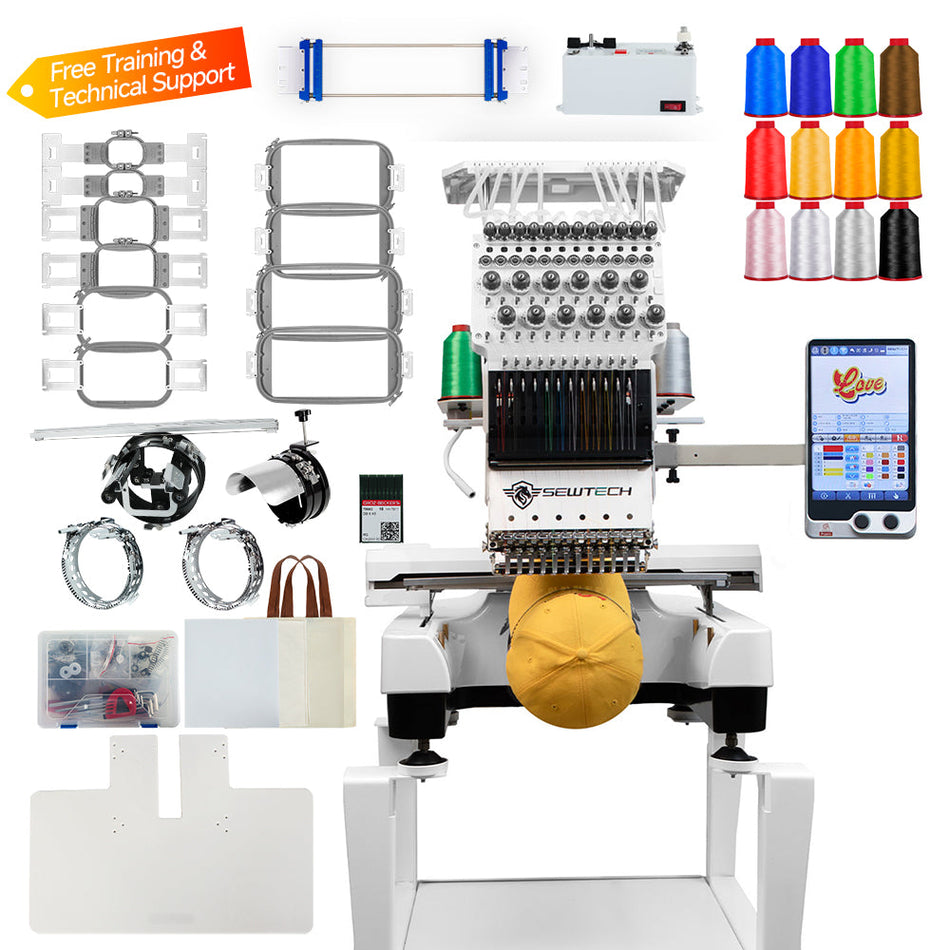 SEWTECH ST-1201 Commercial Embroidery Machine, 12 Needles, 360x200mm(14.2×7.9 in)