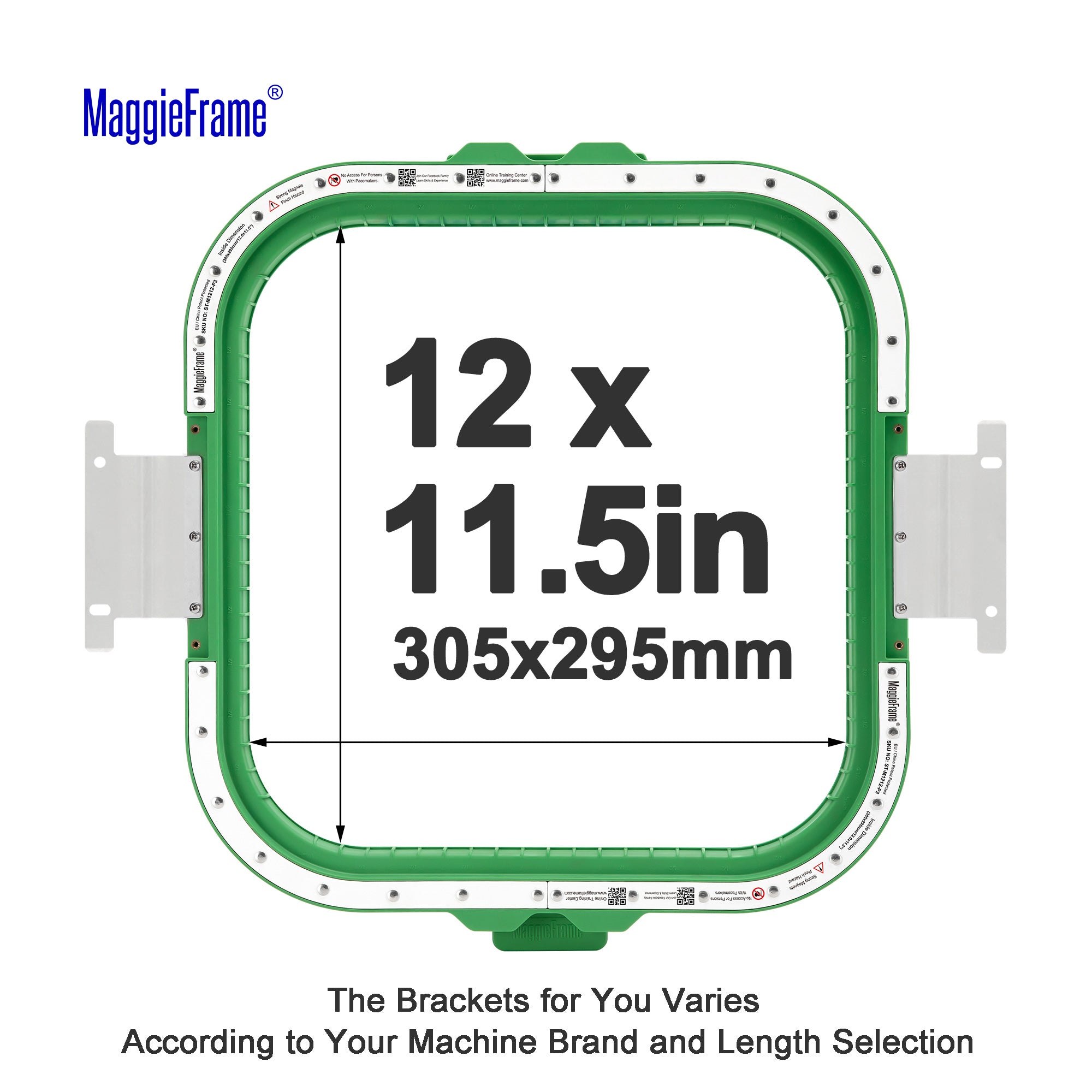 MaggieFrame 12x11.5in (305x295mm) magnetic embroidery hoop for Barudan