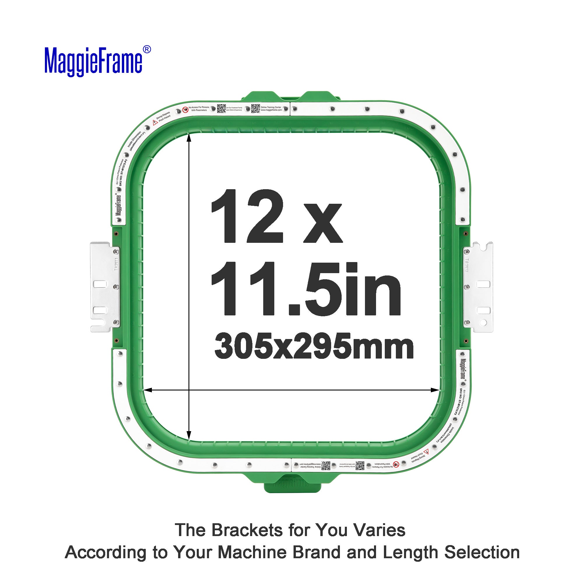 MaggieFrame Magnetic Hoop 12″ × 11.5″ (305 × 295 mm) for Tajima