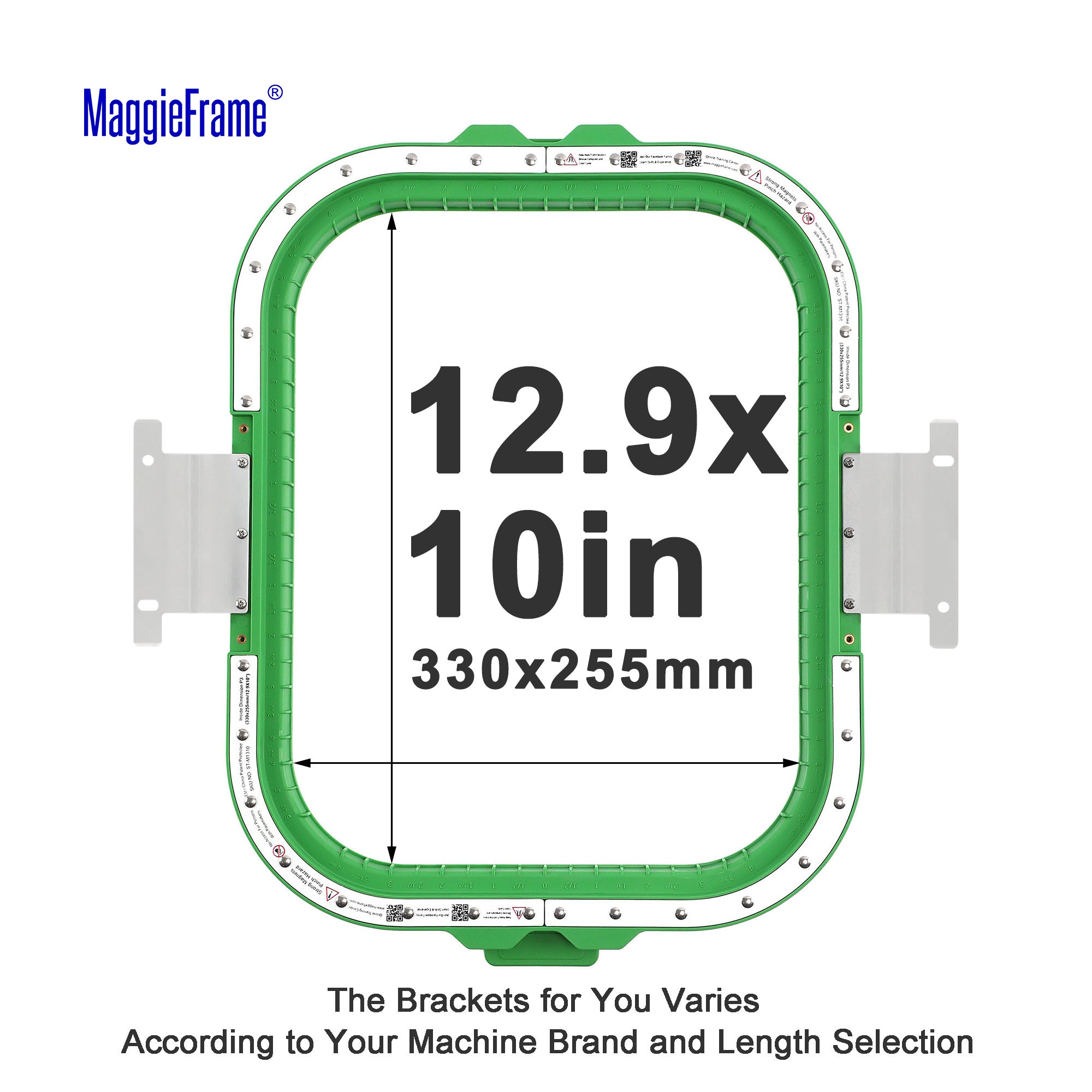 MaggieFrame Magnetic Hoop 12.9″ × 10″ (330 × 255 mm) for Barudan