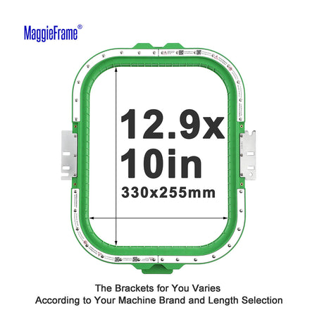MaggieFrame 12.9"x10" (330x255mm) magnetic embroidery hoop – size chart