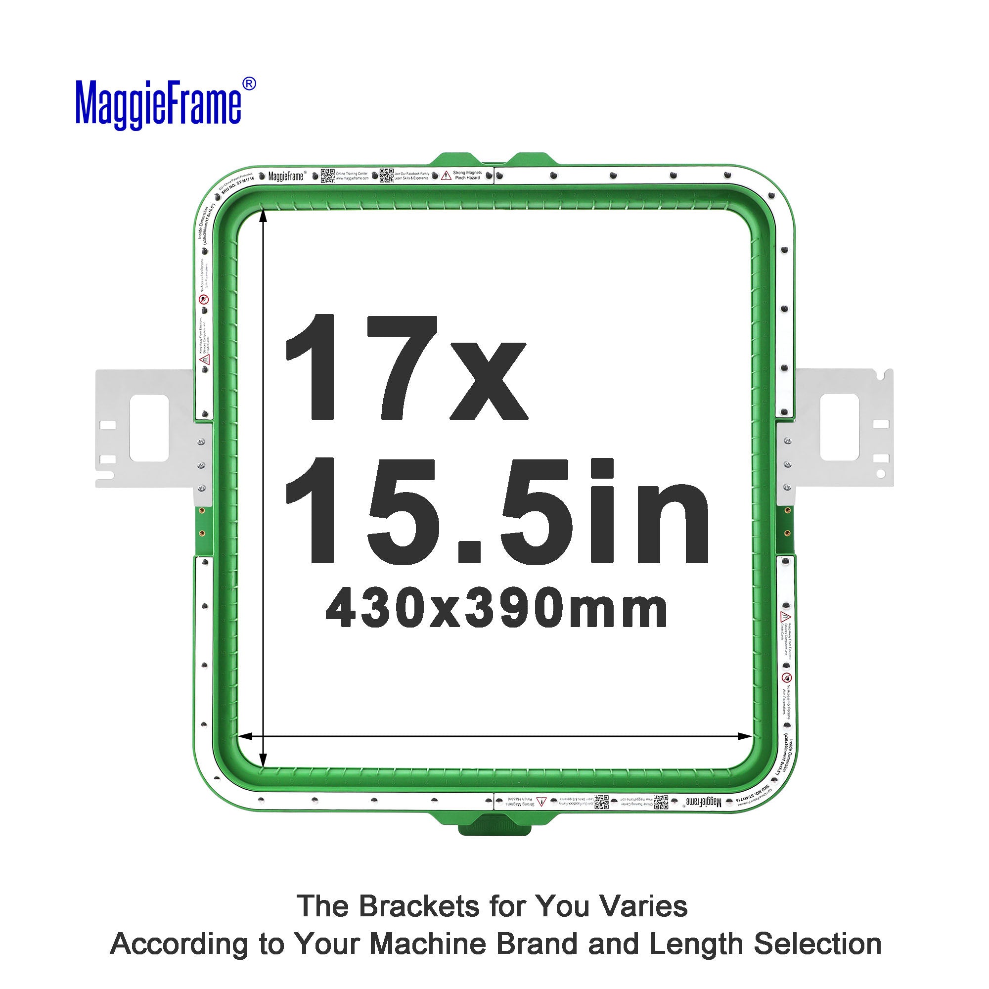 MaggieFrame Magnetic Hoop 17″ × 15.5″ (430 × 390 mm) for Tajima