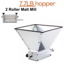 Grain Mill Brewing for Malt Barley, Malt Mill for Homebrew Beer, Grain Crusher Grinder with 7.7LB Hopper 2 Stainless Steel