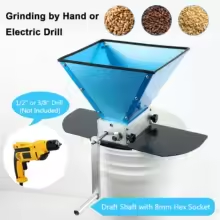 Grain Mill Brewing for Malt Barley, Malt Mill for Homebrew Beer, Grain Crusher Grinder with 7.7LB Hopper 2 Stainless Steel