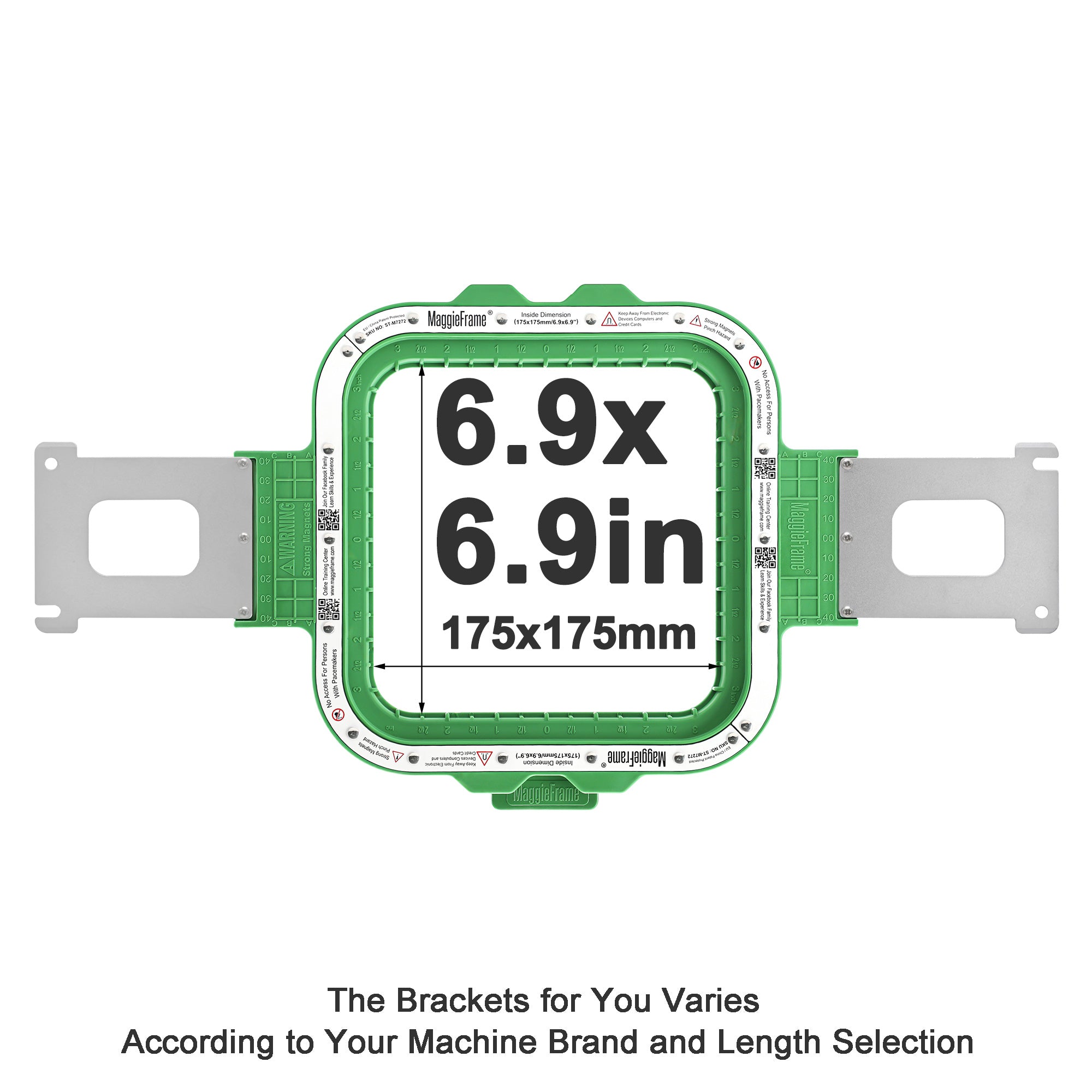 MaggieFrame 6.9x6.9 in (175x175mm) magnetic embroidery hoop for Baby lock，Brother PR,Ricoma EM1010