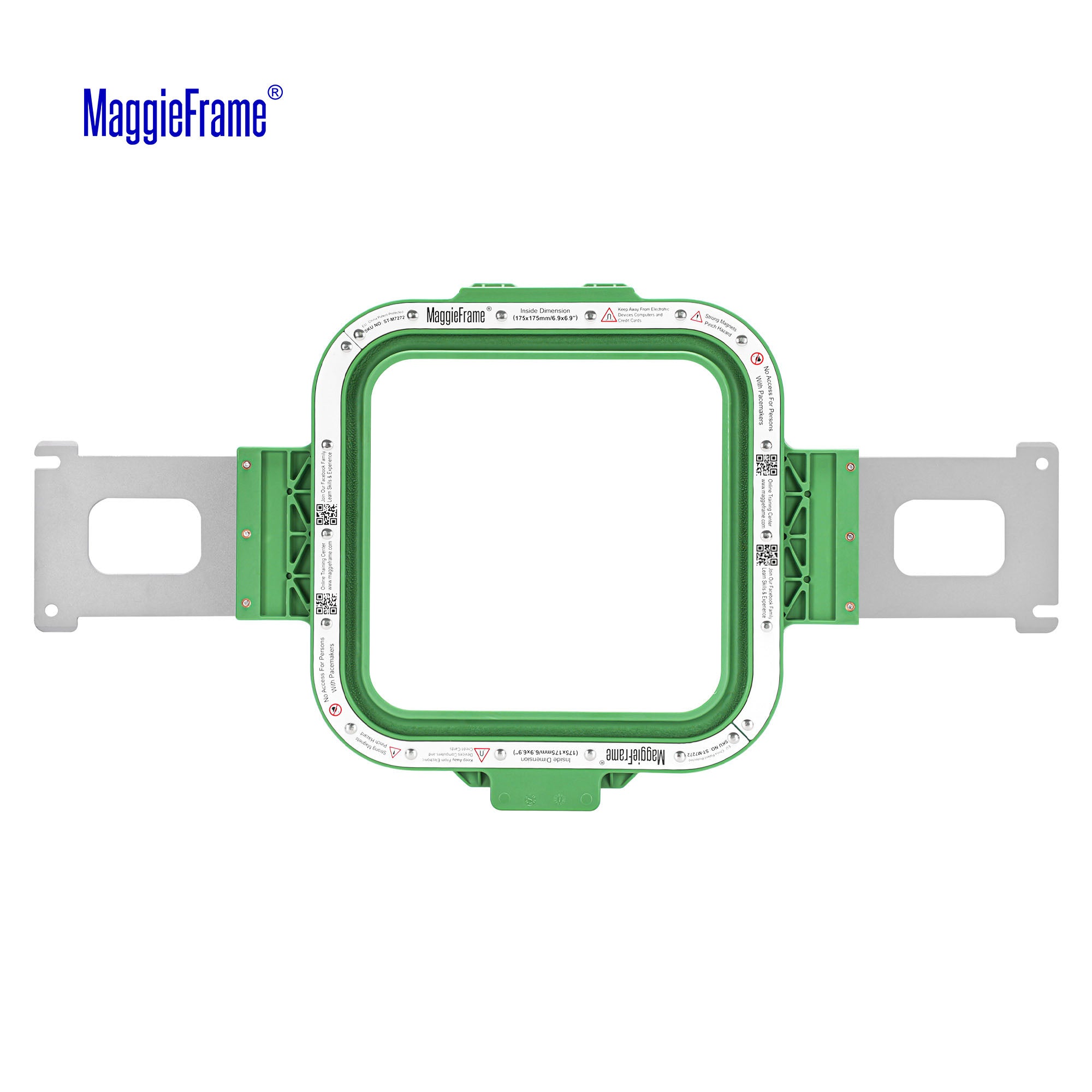 MaggieFrame 6.9x6.9 in (175x175mm) magnetic embroidery hoop for Baby lock，Brother PR,Ricoma EM1010-black