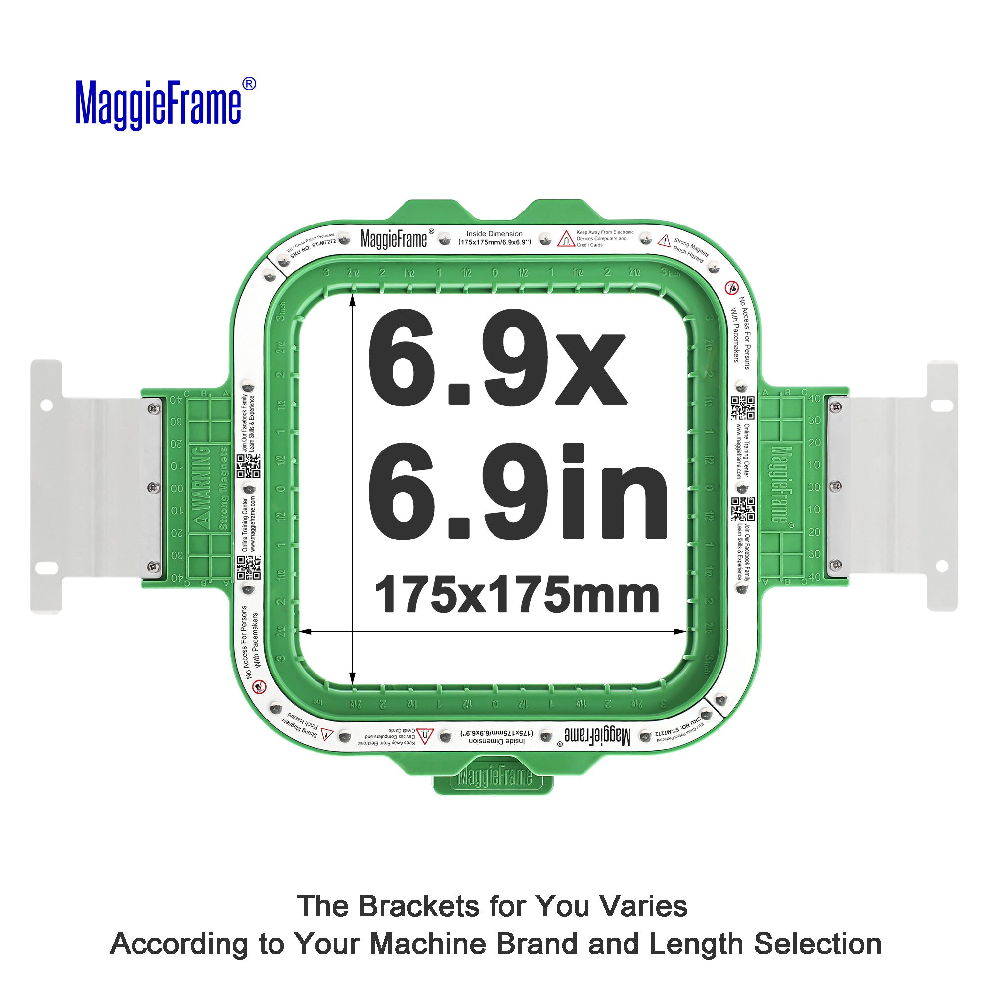 MaggieFrame 6.9x6.9in (175x175mm) magnetic embroidery hoop for Barudan