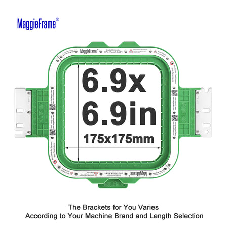 MaggieFrame 6.9x6.9 in (175x175mm) magnetic embroidery hoop – size chart