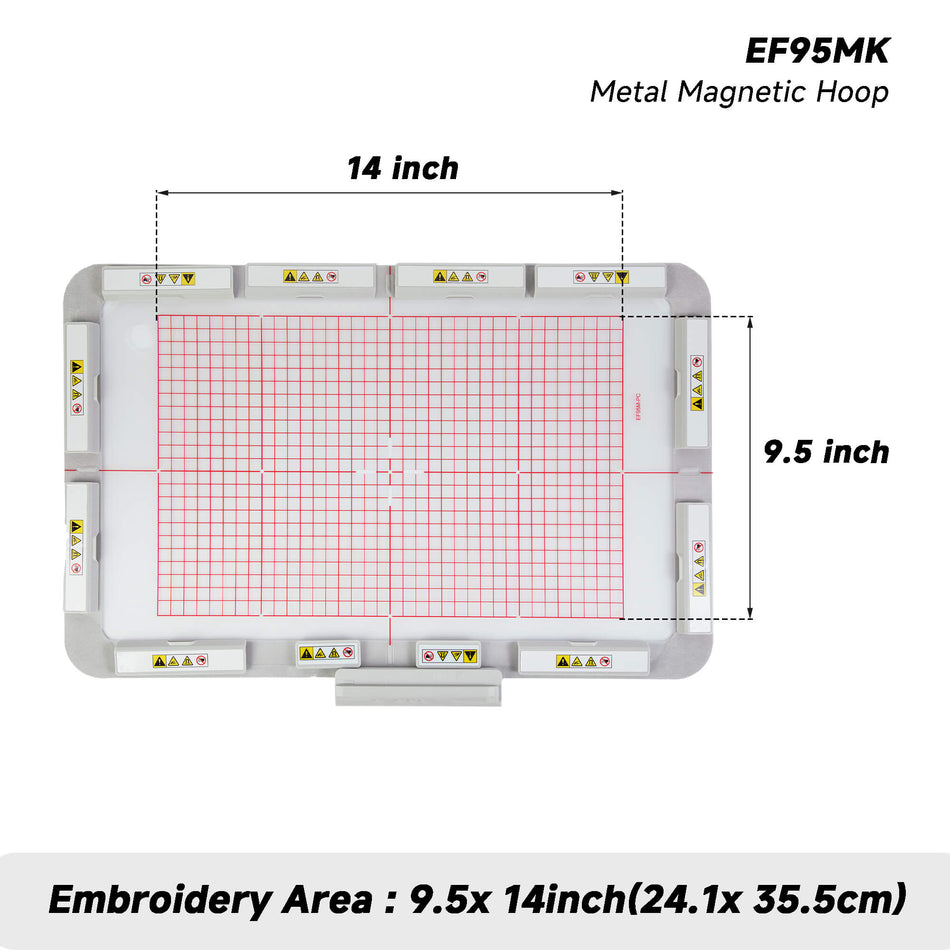 9.5"x14" (241x355mm) Magnetic Embroidery Hoop for Brother BP3700 / BP3600 /CX1E/XE2 / XE1/XJ2 / XJ1/XV8550D / XV8500D  Embroidery Machine with Long Magnets