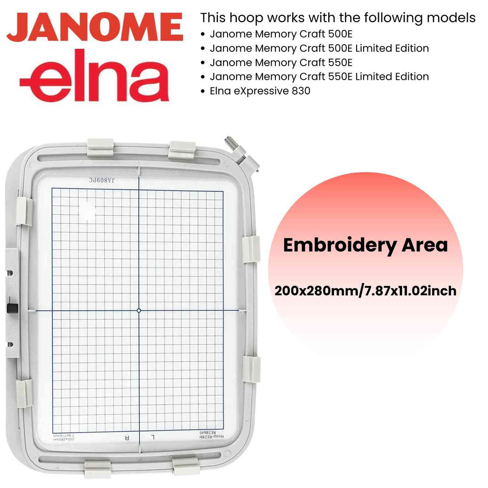 Plastic Embroidery Hoop Frame for Janome MC 500E 400E 550E etc. Elna Expressive 830 830L Embroidery Machine