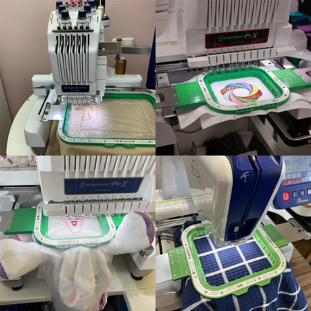 MaggieFrame magnetic embroidery hoop for Brother – mounted on brother embroidery machine