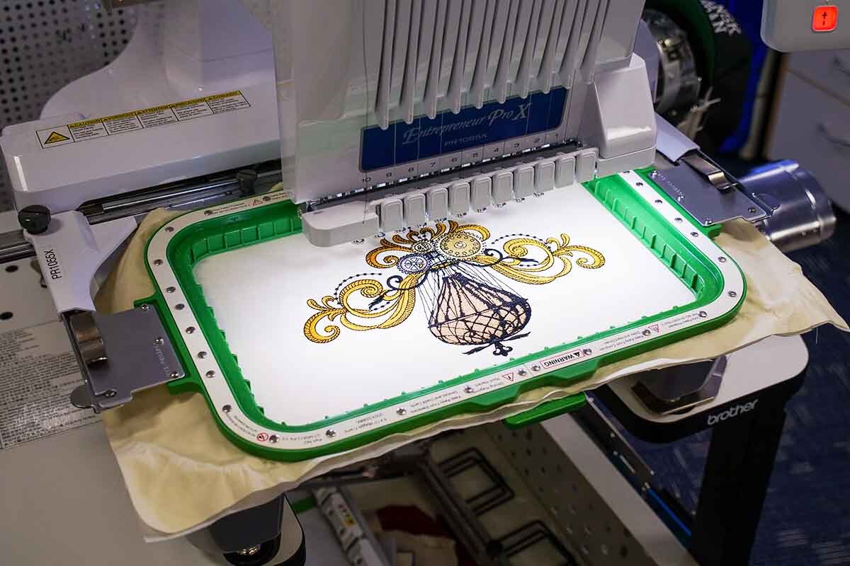 MaggieFrame magnetic embroidery hoop for Brother – mounted on brother embroidery machine