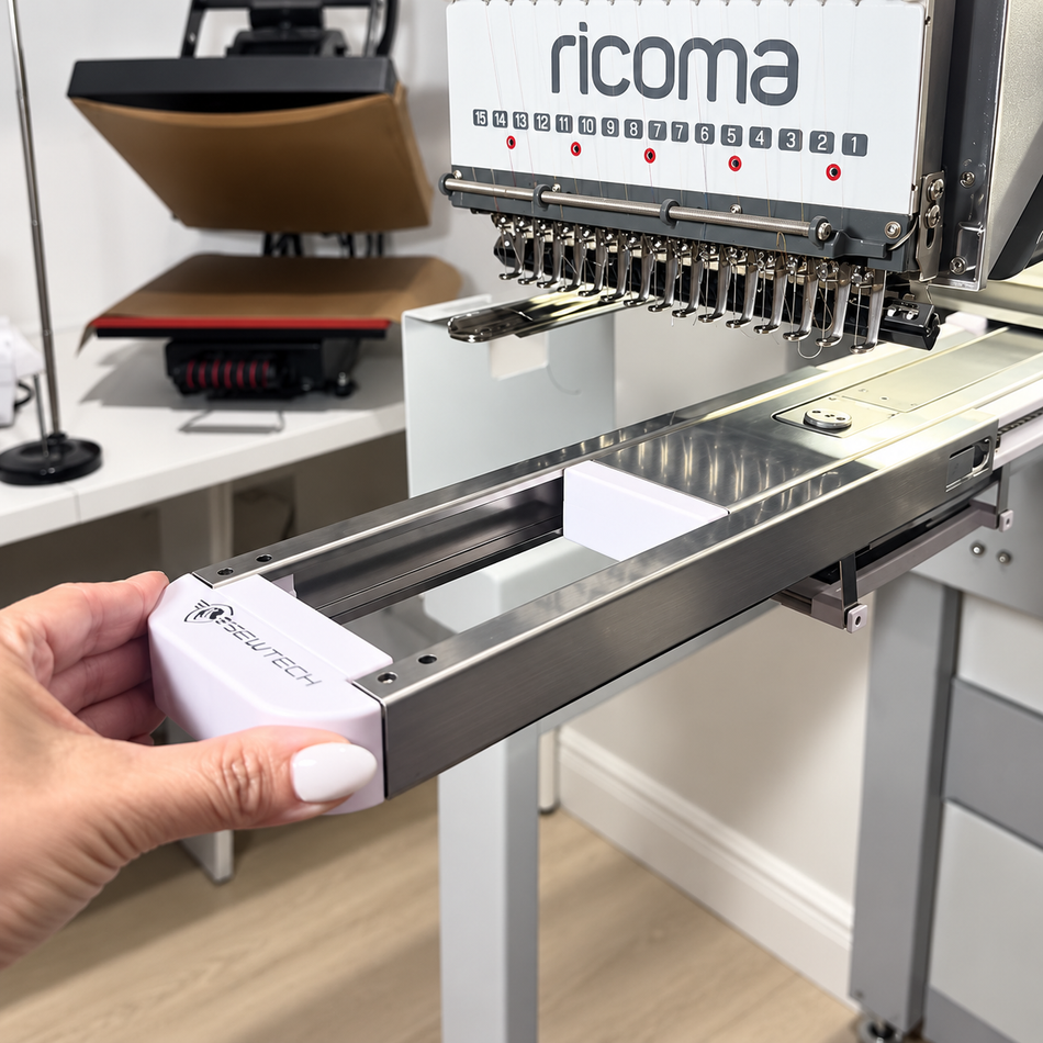 HOOPSTEADY™ Tubular & Magnetic Embroidery Hoop Support Platform Extends Cylinder Arm for Ricoma Embroidery Machines