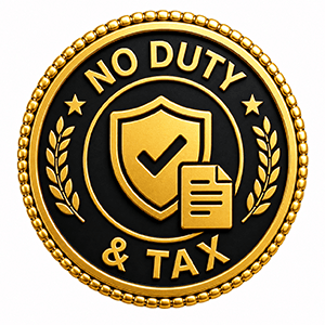 No Duty &amp; No Tax on Delivery